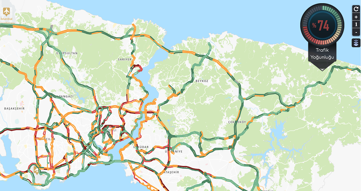 İBB Trafik Yoğunluk Haritası Akşam Saatlerinde %90’ı Görür mü?
